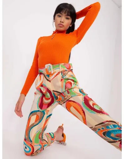 Dámské kalhoty z potištěné látky IRL béžové