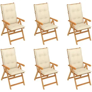 SHUMEE Křeslo zahradní s krémovými podušky, teak 3065577 - 6ks v balení (3065577)