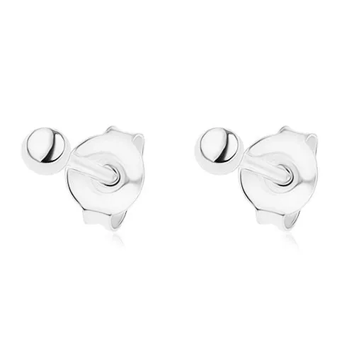 Náušnice ze stříbra 925, drobná lesklá kulička, puzetky, 2,5 mm