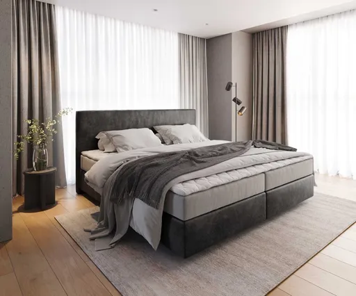 Boxspring postel Dream-Well mikrovlákno antracitová vintage