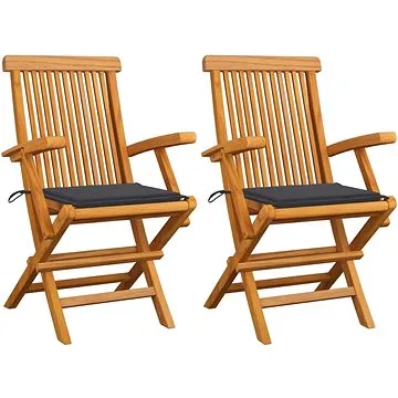 Zahradní židle s antracitovými poduškami 2 ks masivní teak, 3062487 (3062487)