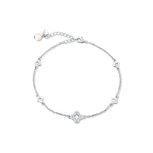 JwL Luxury Pearls Stříbrný nákotník se čtyřlístky a sladkovodní perlou JL0803