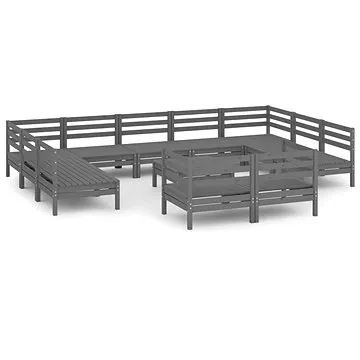 12dílná zahradní sedací souprava šedá masivní borovice , 3083491 (3083491)