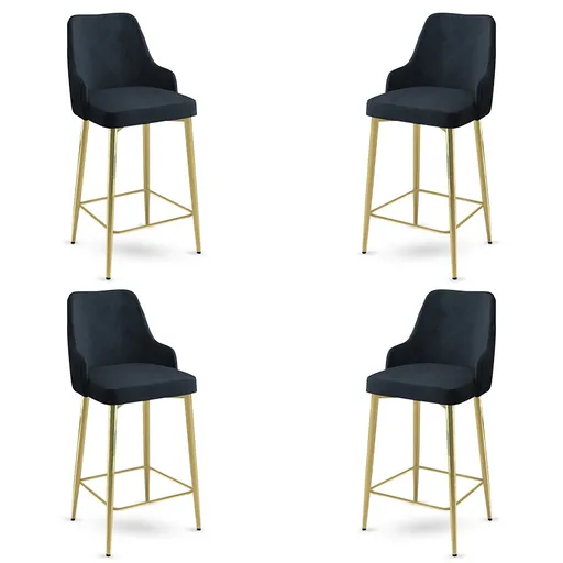 Bar Stool Set (4 Pieces) Enox - Anthracite, Gold