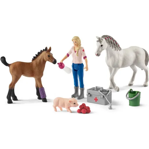 Schleich 424867 Návštěva lékaře u klisny a hříběte