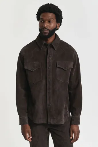 BUNDA GANT REL SUEDE RODEO SHIRT DEEP BROWN