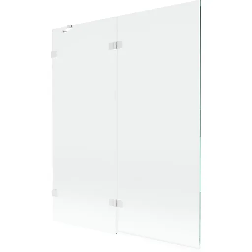 MEXEN/S Lunar vanová zástěna 2-křídlová levá 140 x 150, transparent, bílá 897-140-100-20-00-L