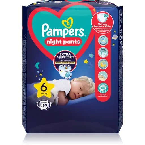 Pampers Night Pants Size 6 jednorázové plenkové kalhotky na noc 13+ kg 19 ks