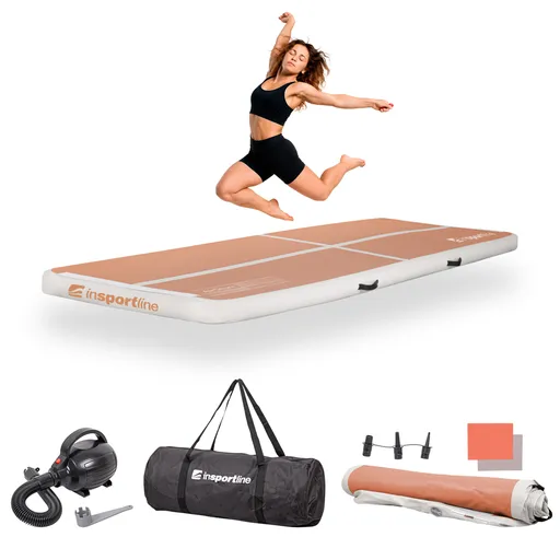 Airtrack inSPORTline Airstunt 300x100x10 cm mocha mousse s elektrickou pumpou