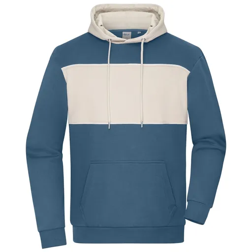 James & Nicholson (Daiber) Mikina s kontrastním pruhem 8051 - Dusty blue / pískovcová | XL