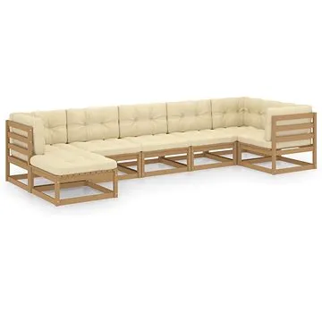 7dílná zahradní sedací souprava s poduškami masivní borovice, 3076747 (3076747)