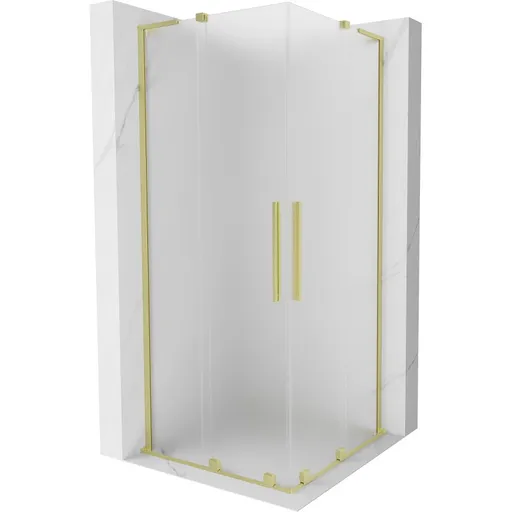 MEXEN/S Velar L Duo sprchový kout, posuvné dveře 90 x 90, dekor, zlato kartáčovaná 871-090-090-02-33-55