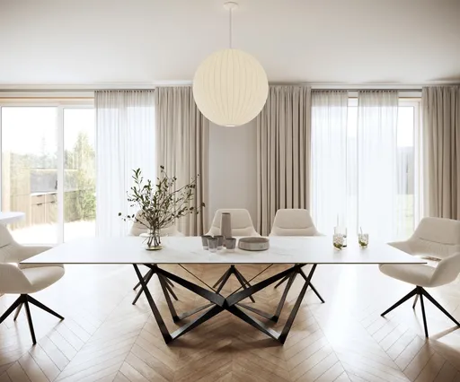 Jídelní stůl Edge 300x100cm Laminam® keramika bílá podnož