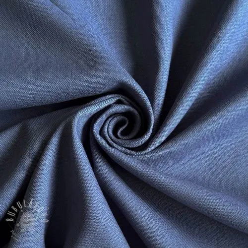 Bavlněná látka se lnem PREMIUM steel blue