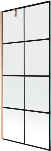 MEXEN/S Next vanová zástěna FIX 80 x 150, černá vzor, měď kartáčovaná 895-080-000-00-70-77 895-080-000-00-77-65