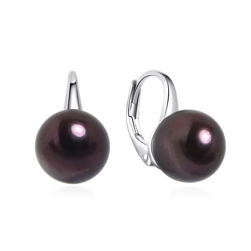 MOISS Elegantní stříbrné náušnice s černými perlami EP000092