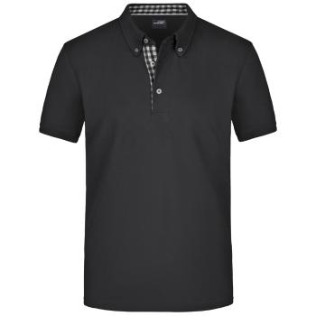 James & Nicholson Elegantní pánská polokošile JN964 - Černá / černá / bílá | XL