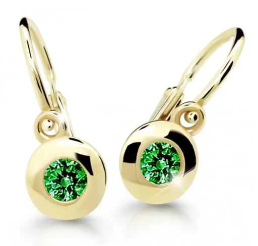 Cutie Jewellery Dětské náušnice ze žlutého zlata C2589-10-X-1 zelená