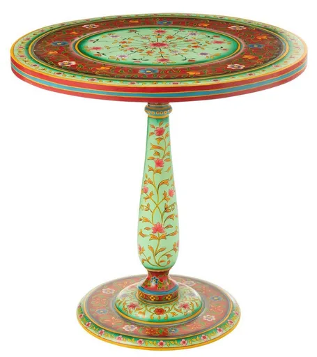 Dřevěný barevný kulatý stůl Mumbai mango wood - Ø 75*75 cm J-Line by Jolipa