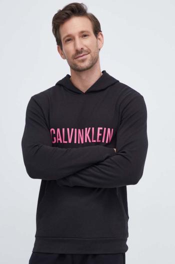 Mikina Calvin Klein Underwear černá barva, s kapucí, s potiskem