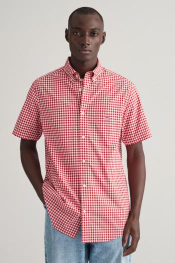 KOŠILE GANT REG POPLIN GINGHAM SS SHIRT RUBY RED