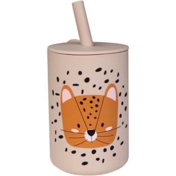 Tryco Silicone Cup and Straw hrnek s brčkem Leopard Sand 1 ks