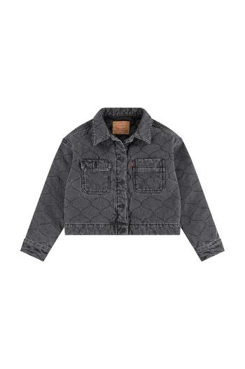 Dětská riflová bunda Levi's QUILTED TRUCKER JACKET šedá barva, 3EL097