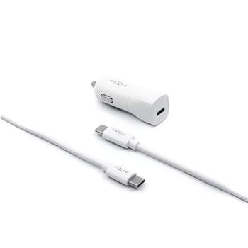 FIXED Car s USB-C výstupem a USB-C/USB-C kabelu podpora PD 1m 18W bílá (FIXCC18-CC-WH)