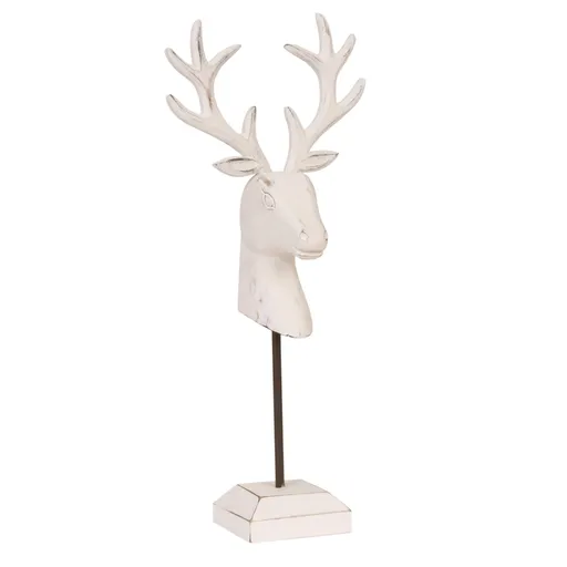 Bílá dřevěná dekorace Jelen - 20*10*44 cm 6H0909