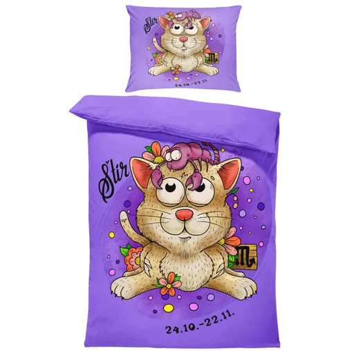 Povlečení Kočičí znamení – štír (Rozměr : 1x150/200 + 1x60/50)