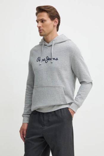 Bavlněná mikina Pepe Jeans NEW JOE HOODIE pánská, šedá barva, s kapucí, s aplikací, PM582716