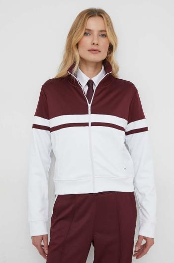 Mikina Tommy Hilfiger dámská, vínová barva, vzorovaná, WW0WW41136