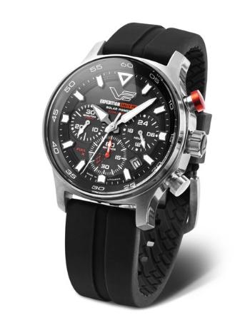 Vostok Europe Expedition South Pole Solar Power Chronograph VR42-592A761S - Černý silikonový řemínek