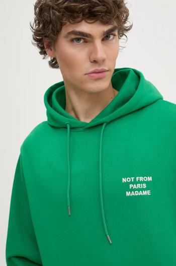 Mikina Drôle de Monsieur pánská, zelená barva, s kapucí, hladká, E.HO162.CO127.GN Le Hoodie Slogan