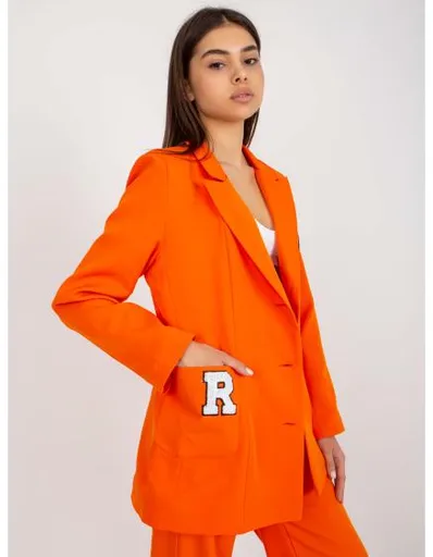 Dámské sako s nášivkami oversize MARIANA oranžové