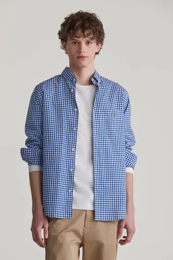 KOŠILE GANT REG CLASSIC POPLIN GINGHAM SHIRT COLLEGE BLUE