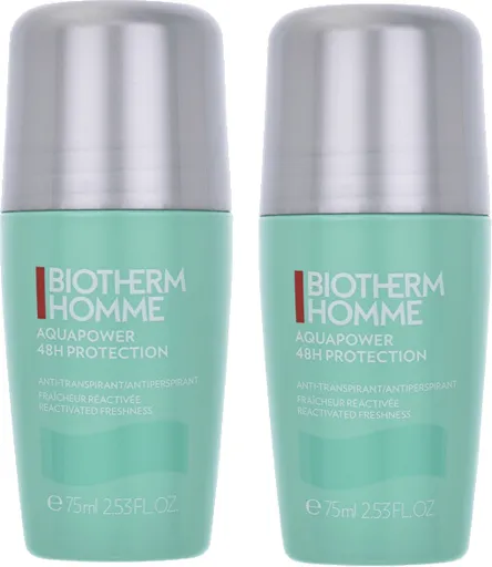 Biotherm Sada kuličkových deodorantů Aquapower (48H Protector) 2 x 75 ml