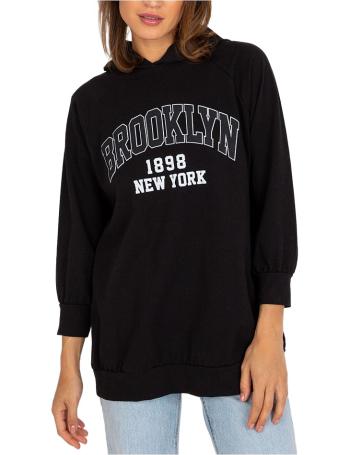 černá mikina roxane s kapucí a nápisem "brooklyn" vel. ONE SIZE