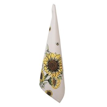 Béžová bavlněná utěrka se slunečnicemi Sunny Sunflowers - 50*70cm SUS42-2