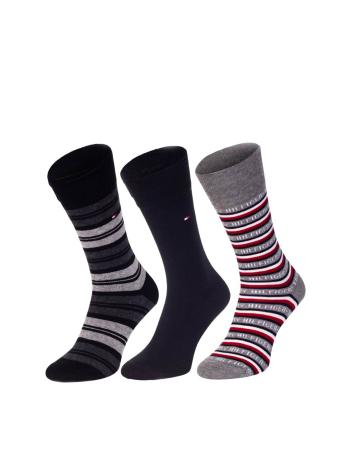 Tommy Hilfiger pánské šedo černé ponožky Box 3 pack  - 39 (002)