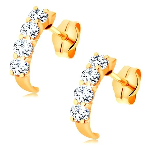 Zlaté náušnice 585 - malý třpytivý oblouček z kulatých čirých zirkonů