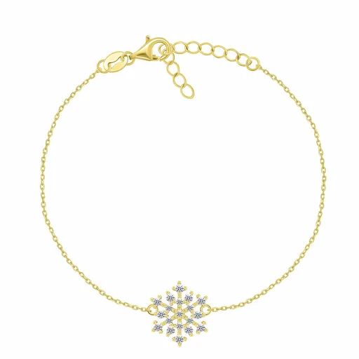 Brilio Silver Pozlacený náramek se zirkony Vločka BRC253Y
