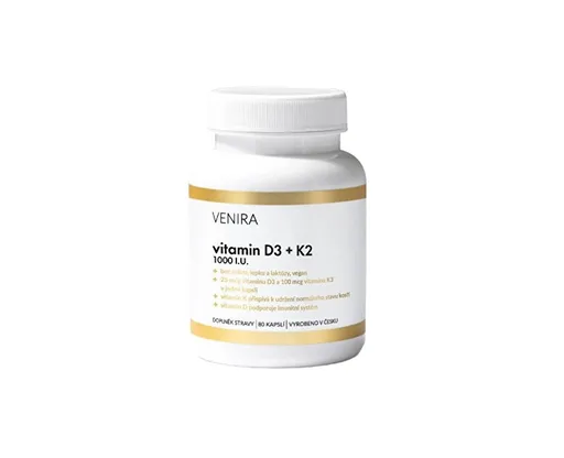 Venira Vitamin D3 + K2 80 kapslí