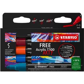 STABILO FREE Acrylic T300 2 - 3 mm, Urban - balení 5 barev (4006381576598)