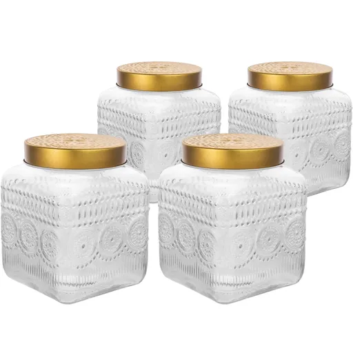 Altom Sada skleněných dóz se zlatým víkem Daisy 1,8 l, 4 ks, 1,8 l