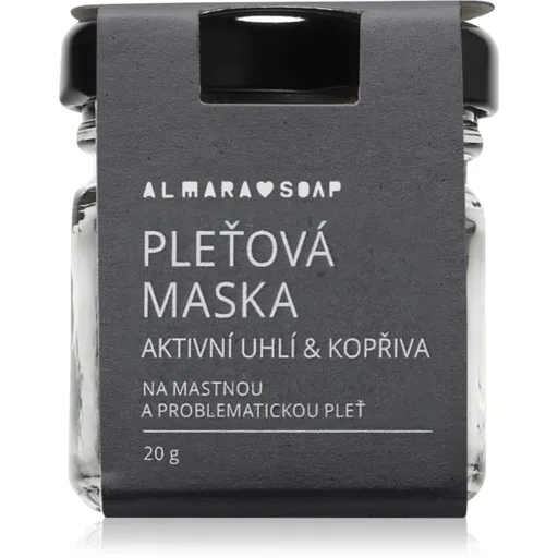 Almara Soap Face Active Charcoal & Nettle pleťová maska pro mastnou a problematickou pleť 20 g