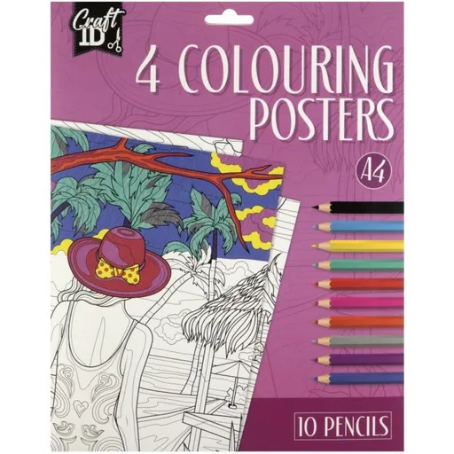 Craft Creative Vymalovánky 4 obrázky + 10 pastelek A4 růžové balení