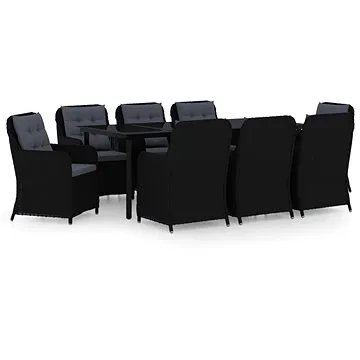 9dílný zahradní jídelní set černý, 3099564 (3099564)