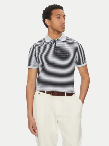 Tommy Hilfiger pánské modro modré pruhované polotričko MW0MW17770 S