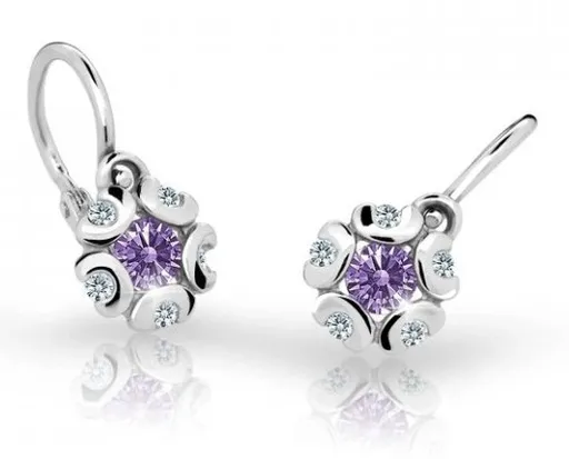 Cutie Jewellery Dětské náušnice z bílého zlata C2178-10-X-2 fialová